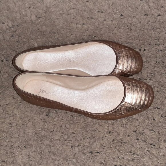 JEAN-MICHEL CAZABAT-Robin-Rose Gold Snakeskin Leather Flats-Sz 36-Near Mint - Picture 6 of 7